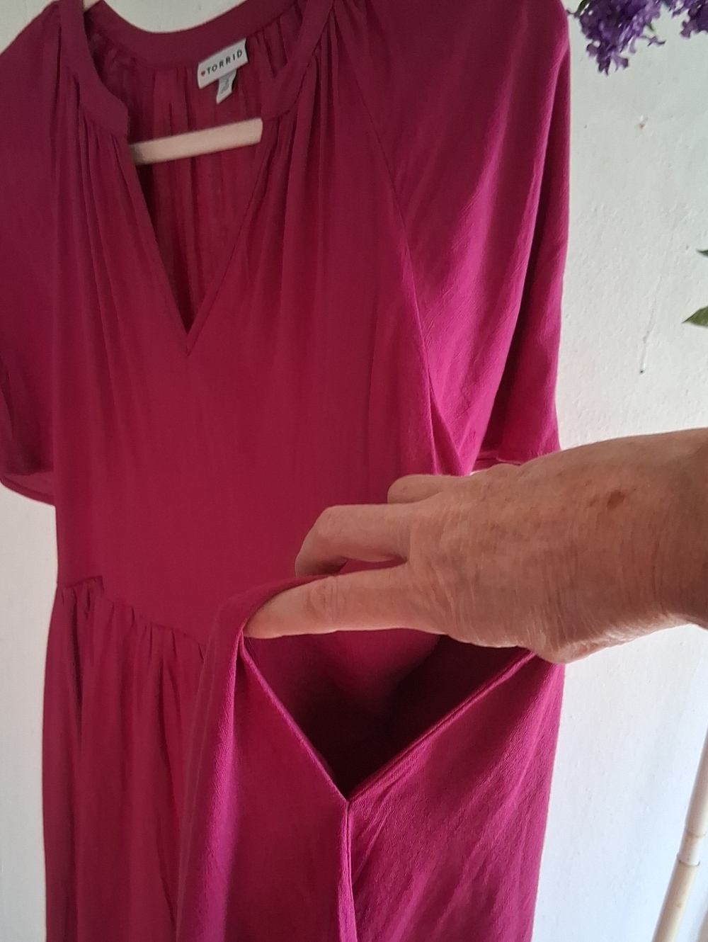 Torrid Raspberry-Pink Short Sleeve Mini Dress - Picture 6 of 9